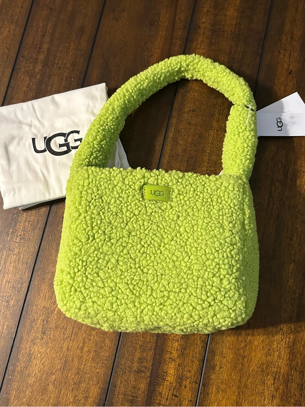 UGG Edaline Neon Lime Jalapeño Sherpa Shoulder Bag  1132370 NWT and Dust Bag